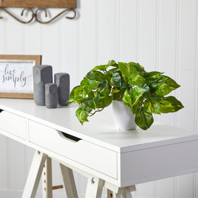 Pothos Artificial Plant in White Planter