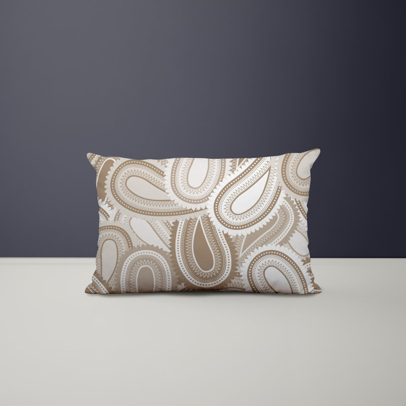 Paisley Outdoor Reversible Throw Pillow, Beige