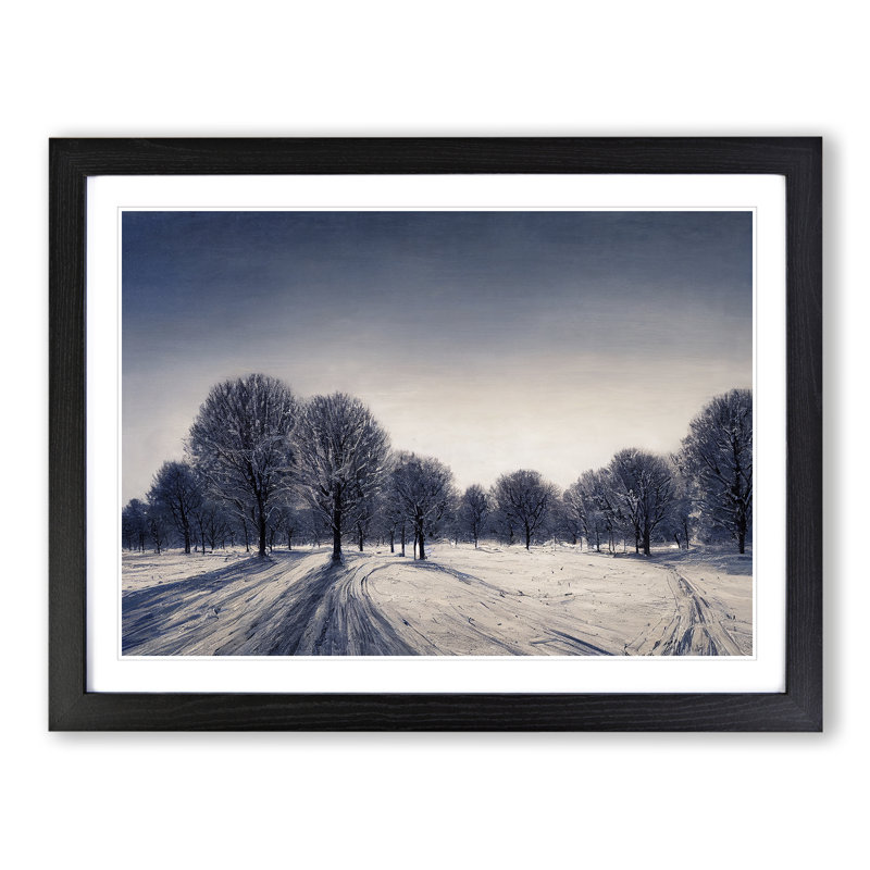 XH1022-10190X Winter Forest Landscape Vol.6 - Single Picture Frame Print, Black, 25cm H x 34cm W x 2cm D
