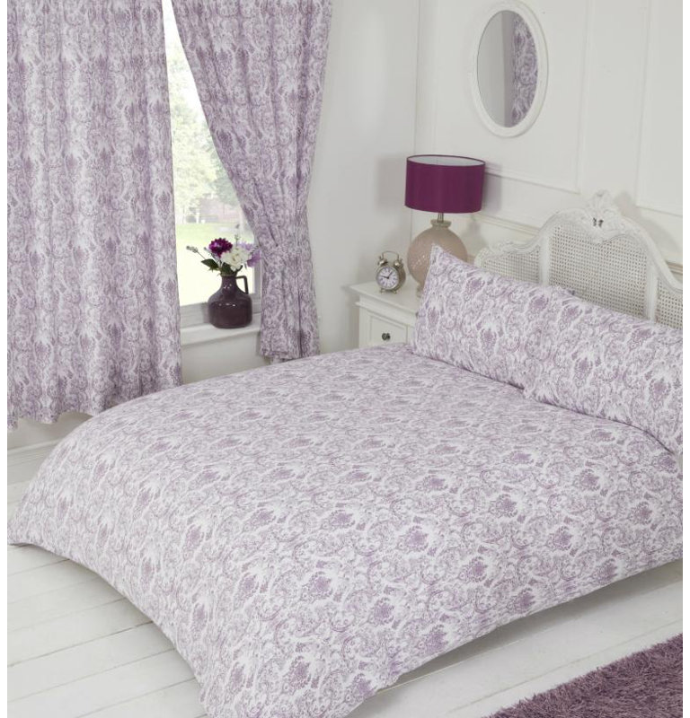 ANNETTE Mariano Pencil Pleat Semi Sheer Curtains, Plum