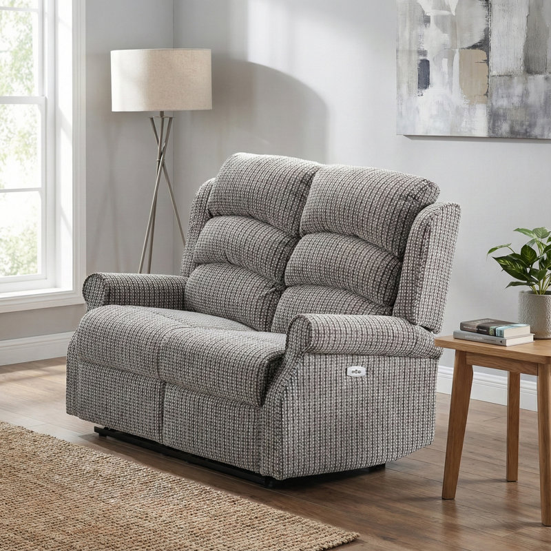 Lainey 2 Seater Polyester Manual Reclining Loveseat, Latte Polyester Blend