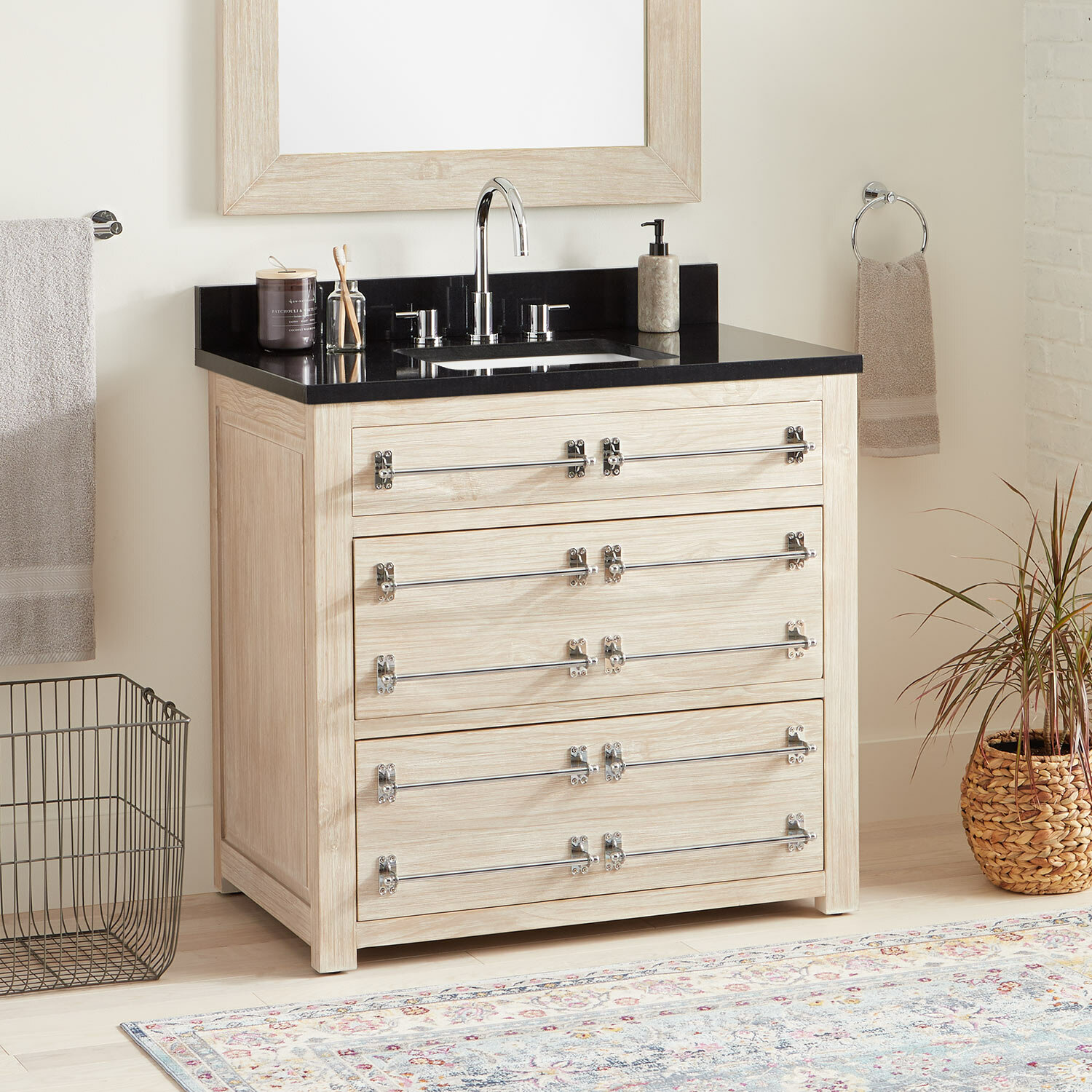 Signature Hardware Single Bathroom Vanity Set with Rectangular Sink | Wayfair