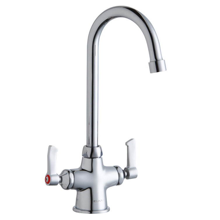 Single Hole with Concealed Deck Faucet with 5" Gooseneck Spout 2" Lever Handles Chrome