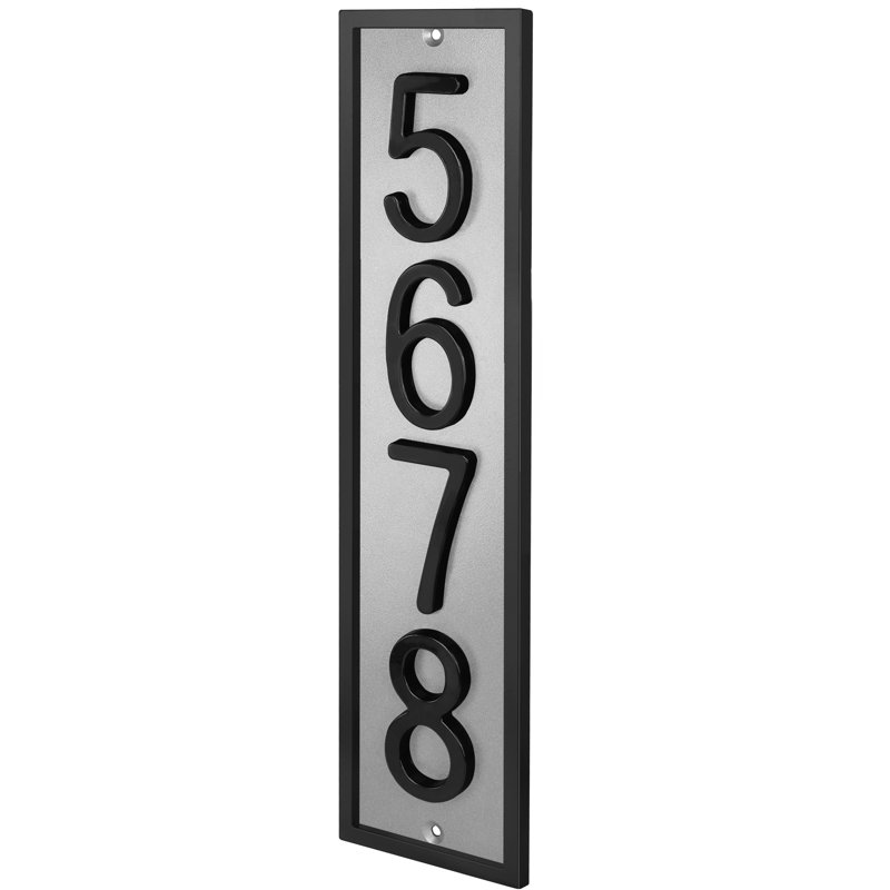 Plaque d'adresse flottante en aluminium Royal Shade, Noir, Oui, Argent argent