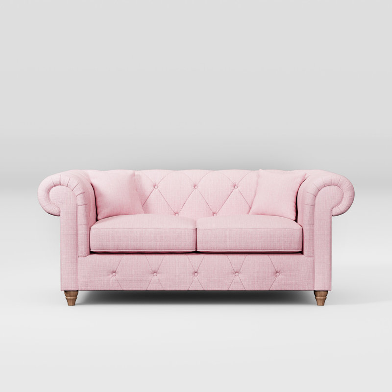 Ellrich 2 Seater Sofa, Pink, Walnut