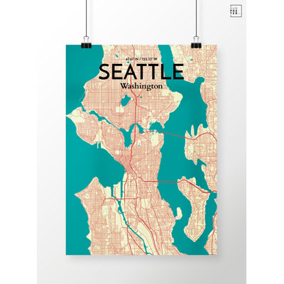 Seattle City Map - No Frame Print