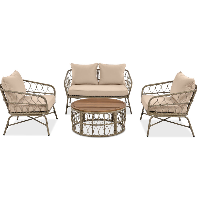 Mobilier de patio avec des vibrations modernes et des housses de coussin, sièges de table de style ovale