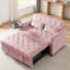 Velours rose convertible en lit douillet - accoudoirs de table d'appoint, multiples options réglables, tissu, assemblage facile pour un espace de vie moderne Accoudoir avec table, lit convertible, bien réparti-170392035