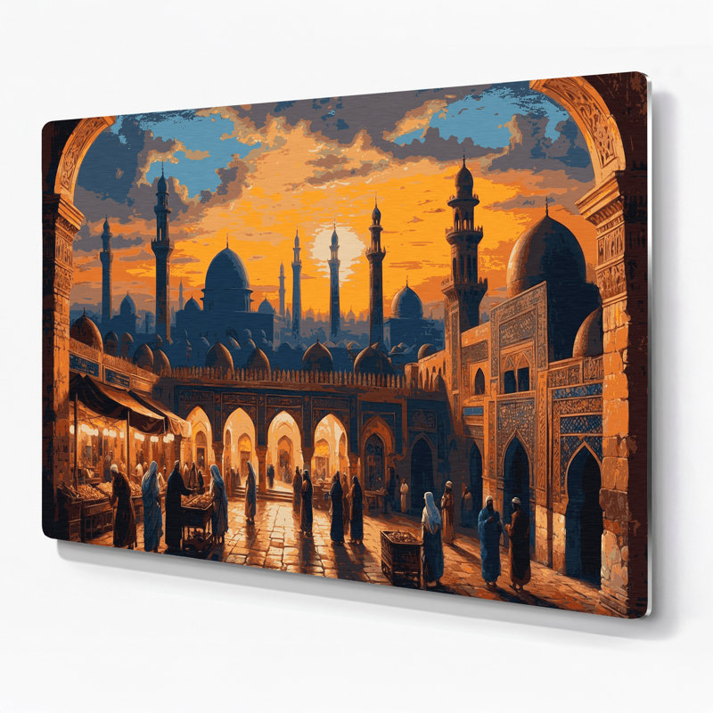 Art mural mauve, cités, cités, Égypte, H 11 po x l 14 po