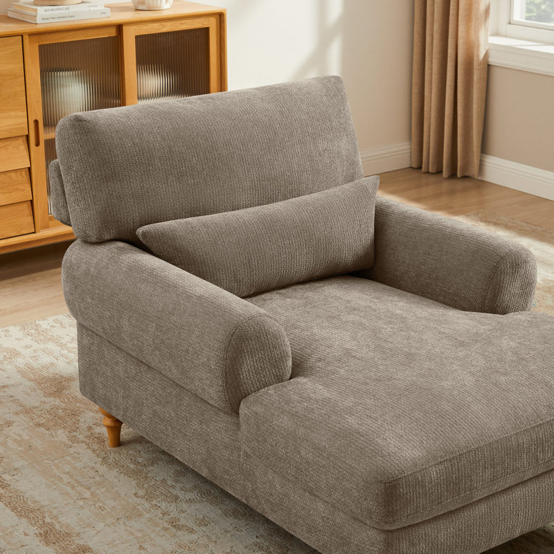 Chaise longue rembourrée avec dossier réglable Jazier, Taupe