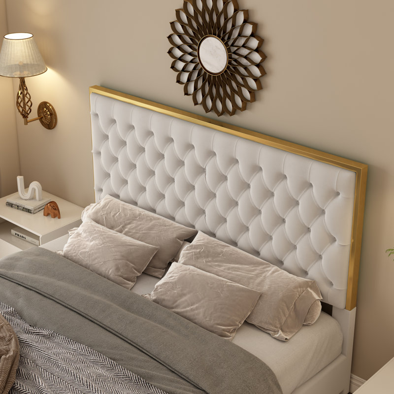 Valmar Morden Tufted Golden Platform Bed | Wayfair