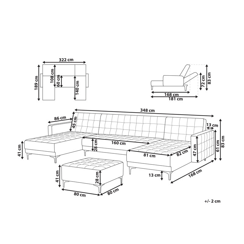 Raheem 5 Seater Sleeper, Black