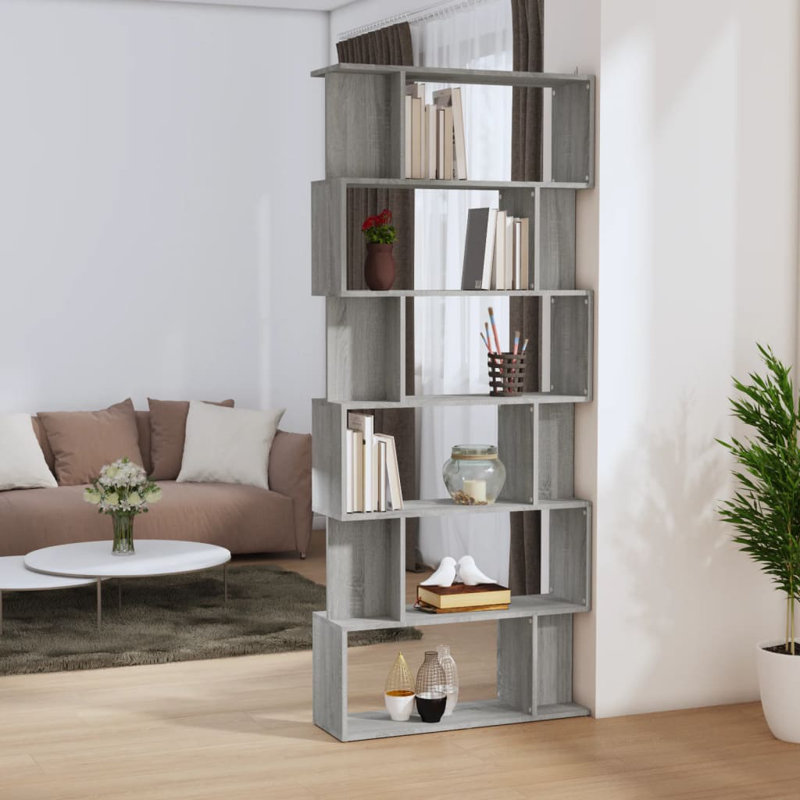 Loriner 192cm H x 80cm W Step Bookcase, Grey Sonoma