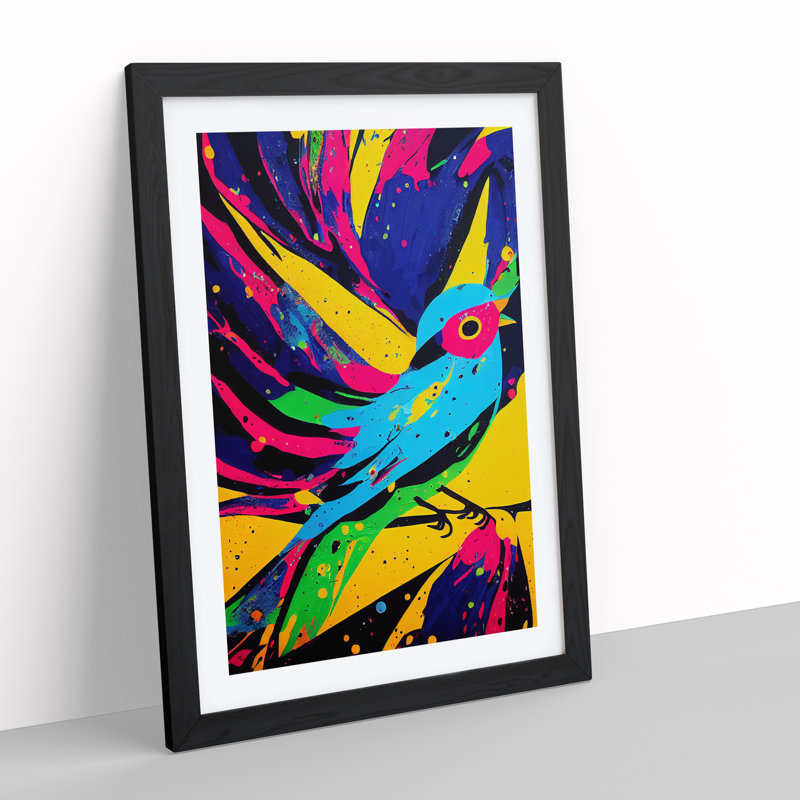 Bird Splash - Print, 66cm H x 48cm W x 2cm D, Black Framed, White