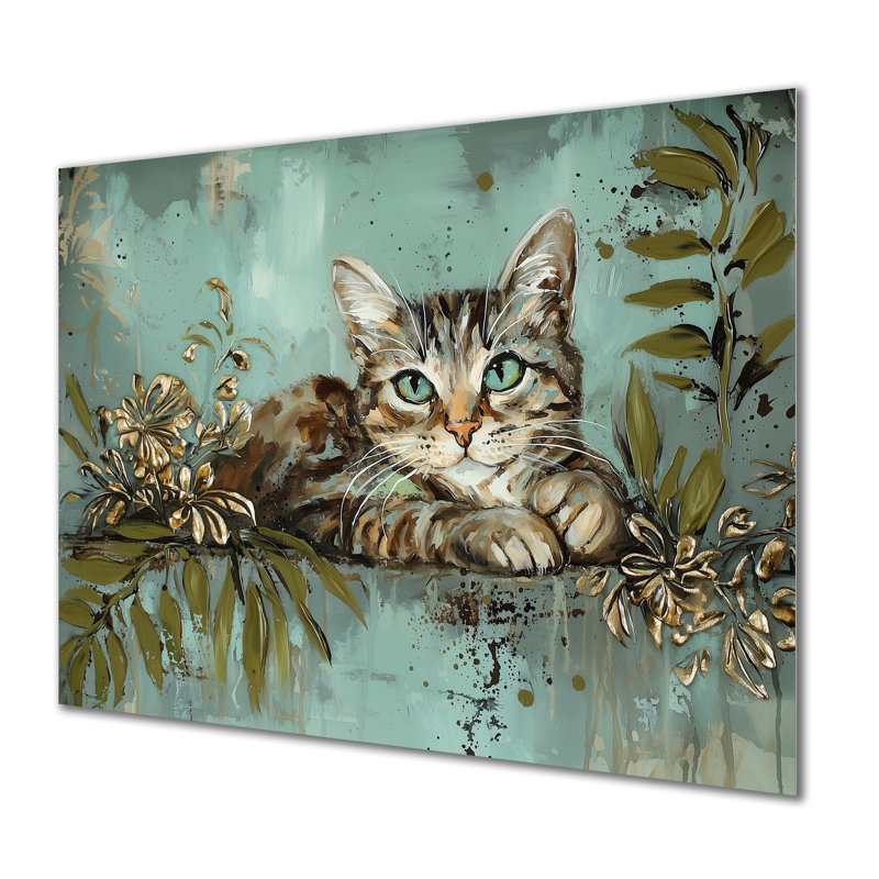 Chat rétro Playful Kitty I - animaux, impression murale en métal, H 12 po x l 20 po x P 0,84 po