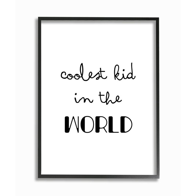 «Coolest Kid in the World» - Impression d'art graphique, Giclée encadrée noir minuit, H 14 po x l 11 po x P 1,5 po