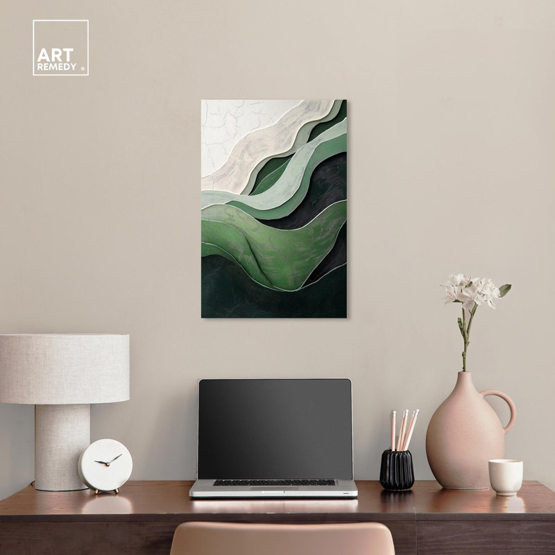 Green Echoes I Canvas Green Abstract Art, Wrapped Canvas, 24" H x 16" W