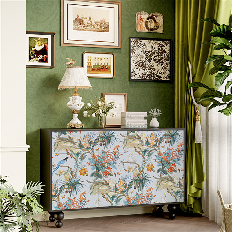 Armoire d'appoint et buffet Abstraction, Noir / multicolore