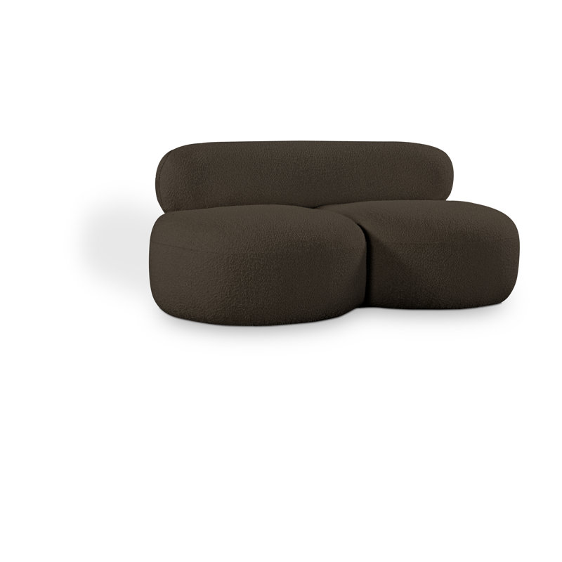Causeuse rembourrée Isia, Tissu brun bouclé