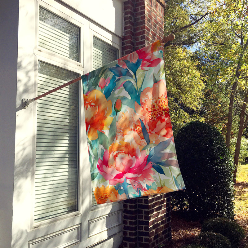 Pivoines dans un drapeau de maison aquarelle