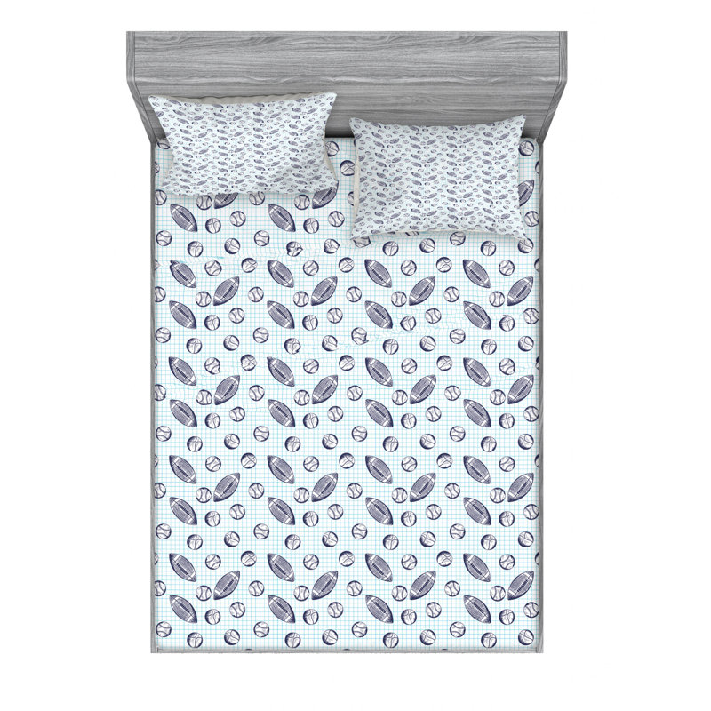Microfiber Geometric Fitted Sheet, Twin Fitted Sheet with 1 Pillowcase