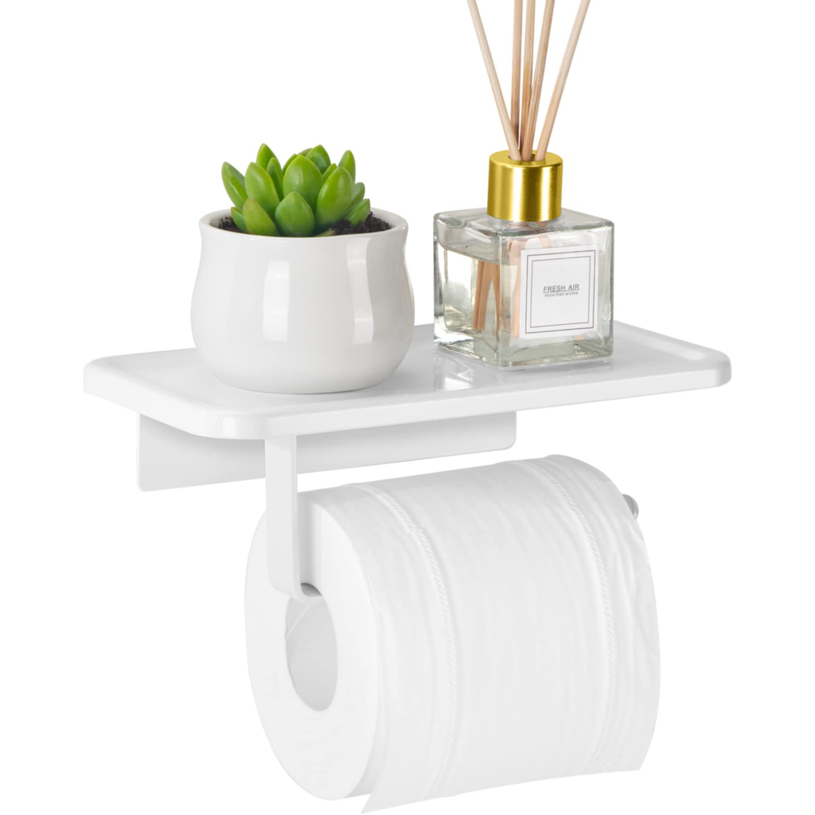 Toilet Paper Holder with Large Top Shelf