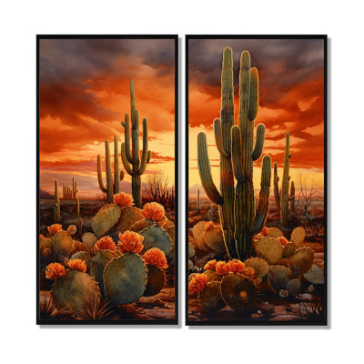 «Copper Cactus In Nevada», art mural traditionnel sur toile