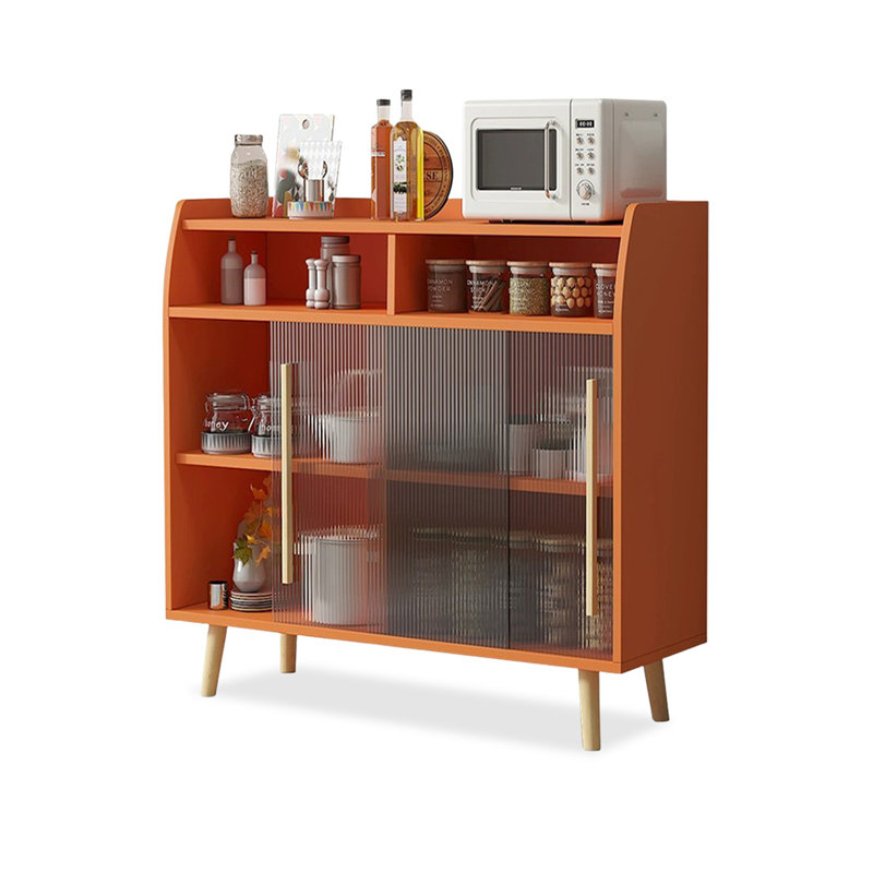 Buffet orange en bois manufacturé, 38.19" H x 31.1" W x 15.35" D