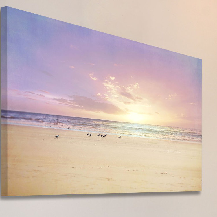 « the beach is my happy place », reproduction d’art sur toile, H 8 po x l 12 po, Toile tendue