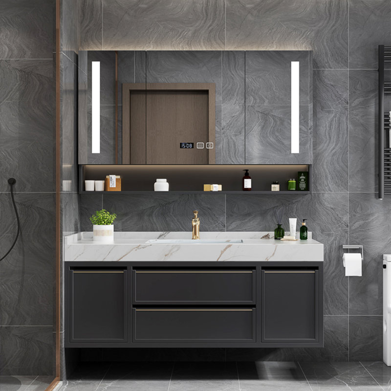 Meuble de salle de bain lumineux de style moderne et luxueux, H 21,65 po x l 47,24 po x P 21,65 po