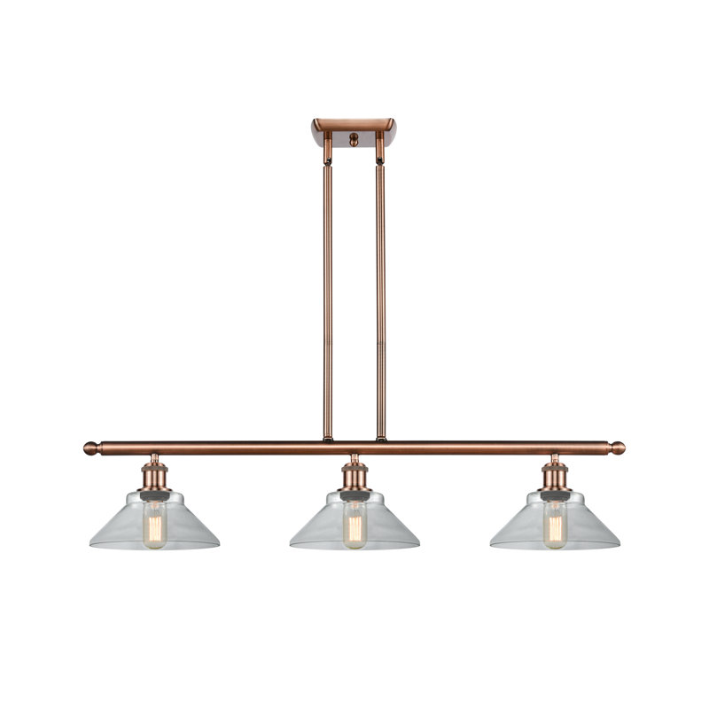 Luminaire suspendu linéaire à 3 lumières pour îlot de cuisine Newton St Loe, Transparent, Ampoule DEL 6 watts Vinage