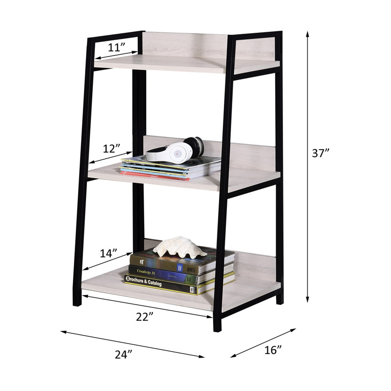 Freestanding Wall Tall Bookshelf With Storage Compartments And Wooden Shelves Metal Wood Open Area