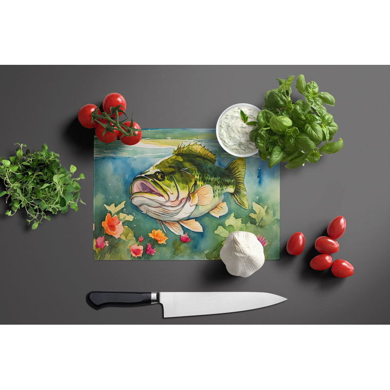 Largemouth Bass Glass Cutting Board Large
