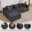 Canapé modulaire de 107 po avec 1 repose-pieds et canapé en forme de L pour le salon, sans assemblage-577546553-577546559-577546556