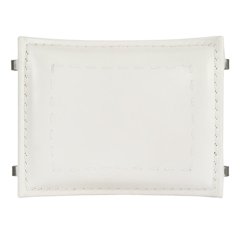 Leather Utility Stool, White Genuine Leather