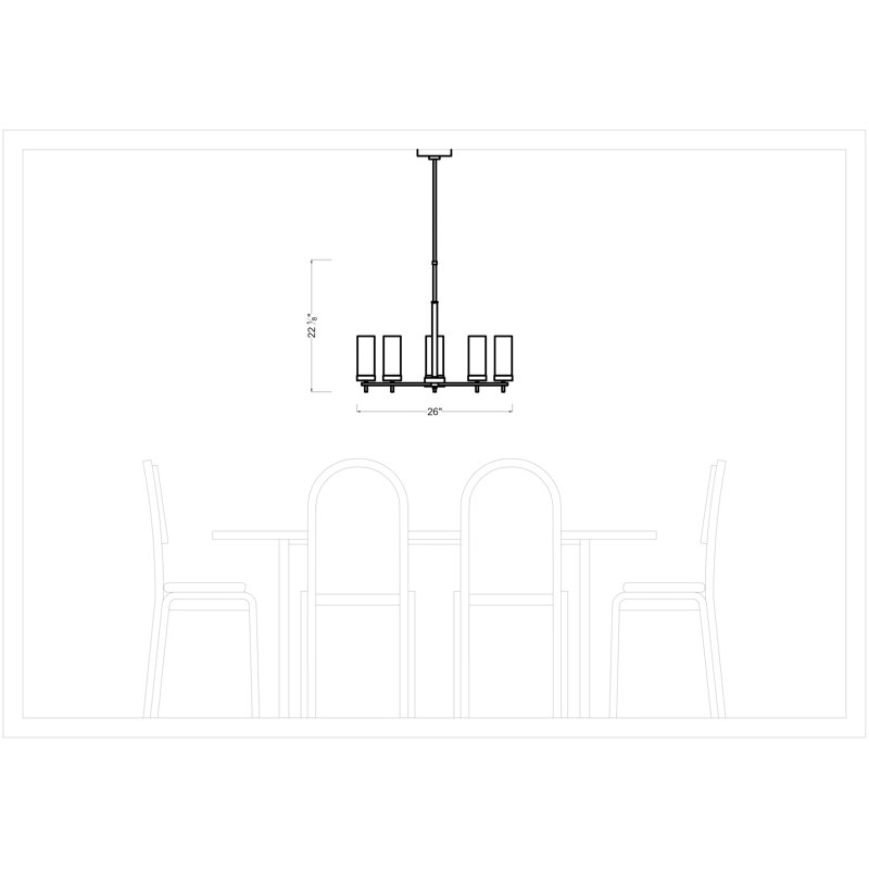 Linley Five Light Chandelier from, Chrome, 60W, No