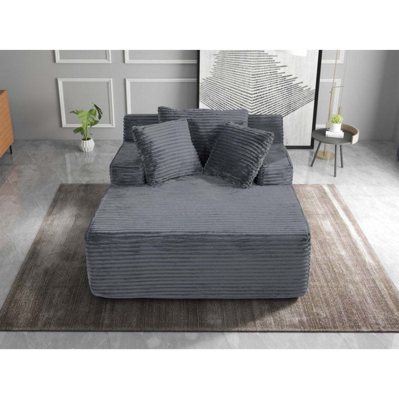 Luxueuse chaise longue en fausse fourrure de 66 pouces, canapé-lit surdimensionné avec coussin, parfait pour la lecture et la détente dans n'importe quel salon