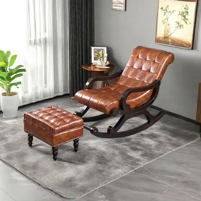 Solid Wood Frame Upholstered Leisure Rocking Chair