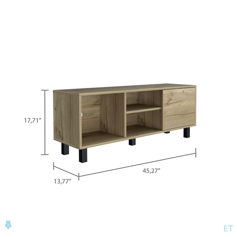 3-Shelf Rectangle TV Stand Light Oak