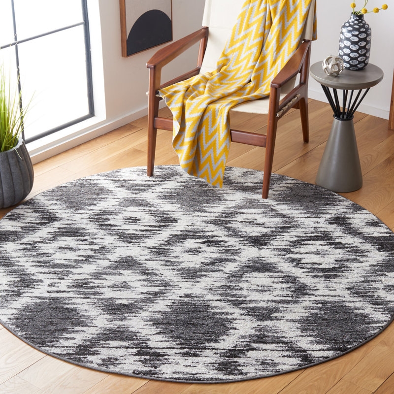 Tapis ivoire / gris anthracite Bethlyn, Rond 6 pi