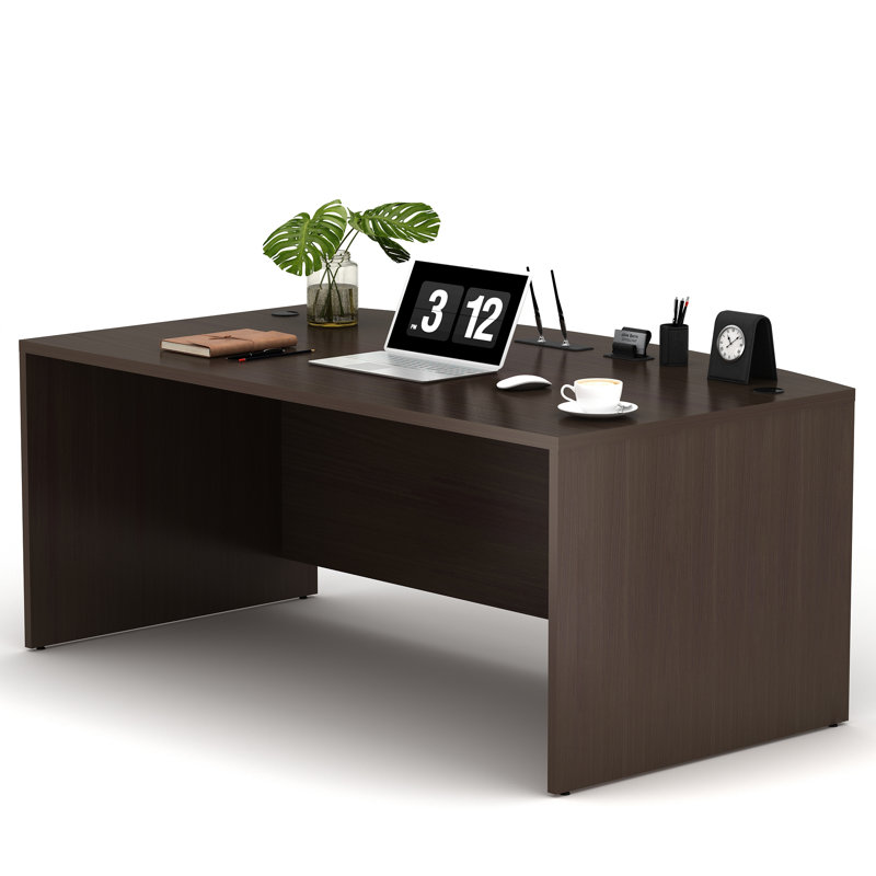  66.93'' Bow Front Executive Desk, Espresso