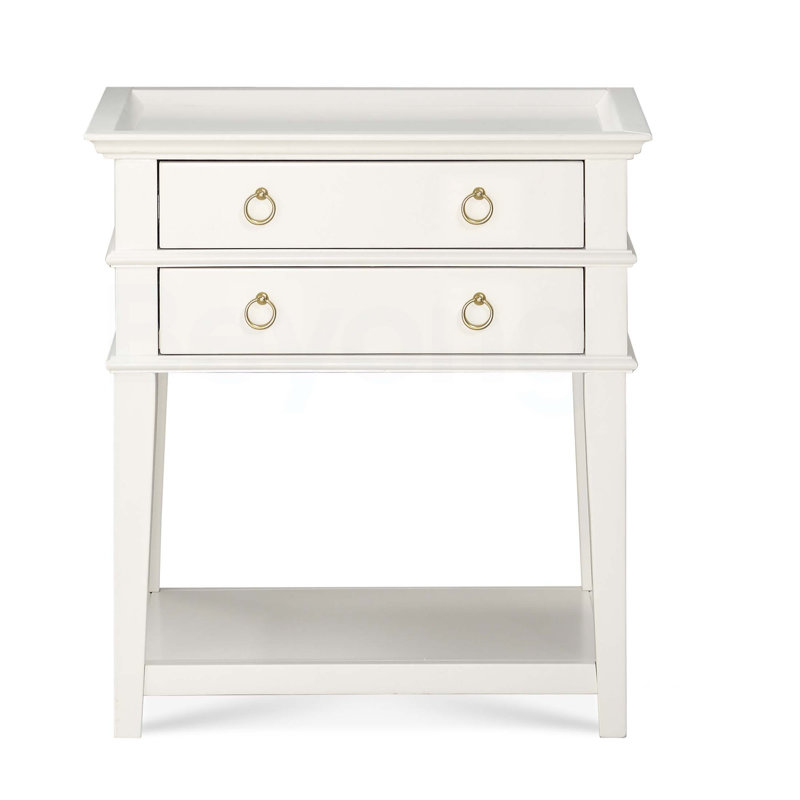 Table de chevet 2 tiroirs Carmona, Blanc