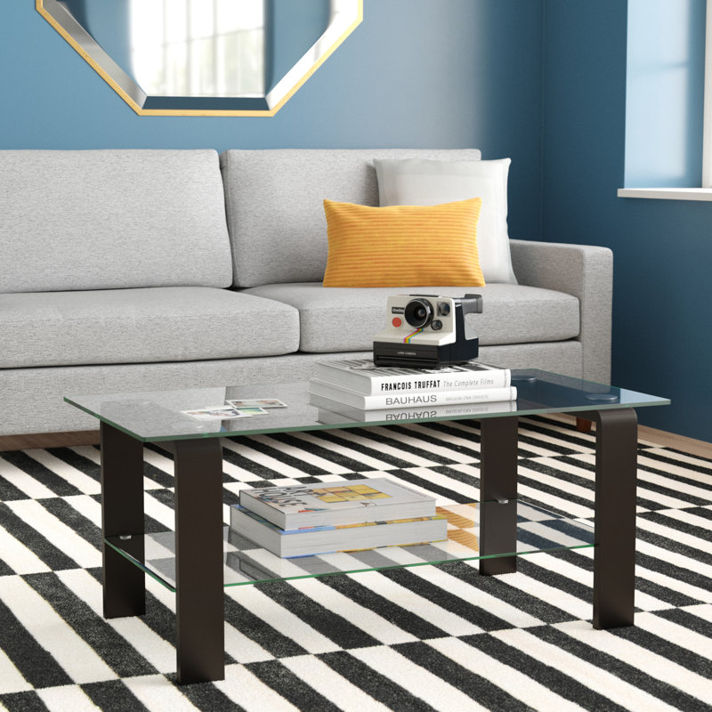 Asta Glass Top Coffee Table, Blackened Bronze