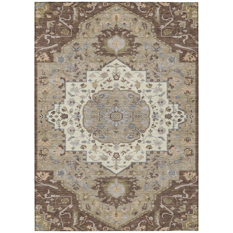 Lidia Chocolate Washable Indoor-Outdoor Rug - , 8' x 10'