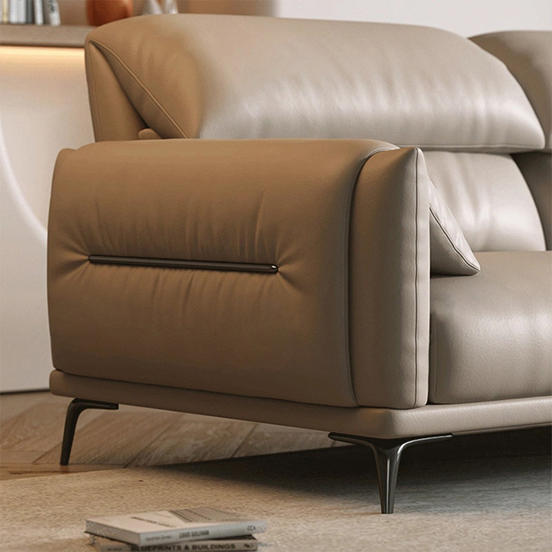 Causeuse-coussin standard en cuir véritable gris, H 32,68 po x l 74,8 po x P 36,61 po