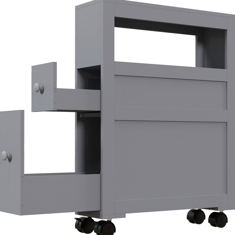 Armoire de rangement latérale de salle de bain avec fonction roulante grise pour une organisation efficace