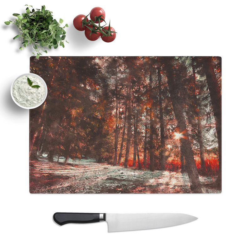 Tempered Glass Forest Sunlight Chopping Board, 28.5 cm x 39 cm