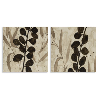 Ensemble de toiles 2 feuilles à motif de feuilles naturelles, design par Krinlox