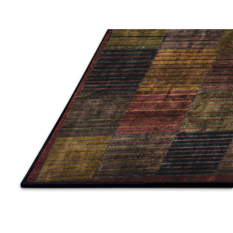 Tapis abstrait crème / mauve / noir Vanduser, Rectangle 5 pi x 7 pi