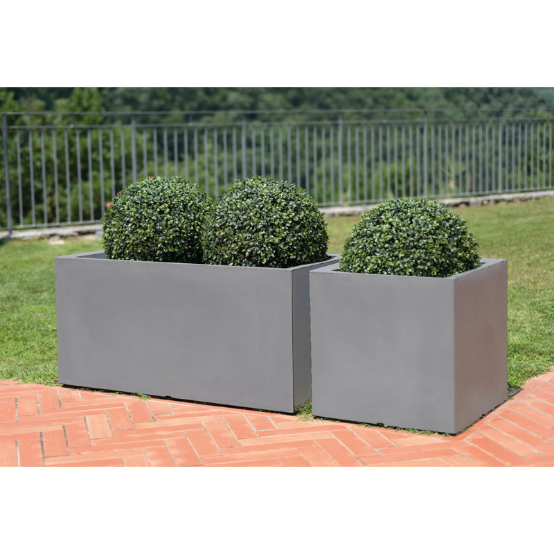 Bouley Planter Box, 39cm H x 39cm W x 80cm D, Aged Stone